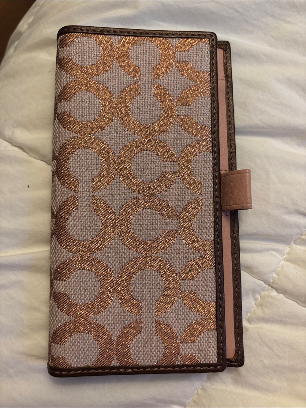 Coach Metallic Rose-Glitter Signature Accordion Wallet